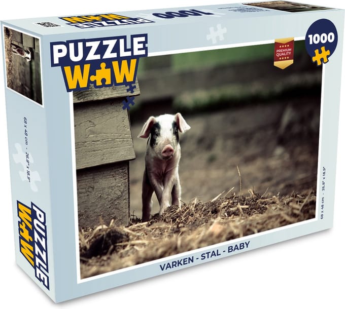 Puzzel Varken - Stal - Baby - Legpuzzel - Puzzel 1000 stukjes volwassenen