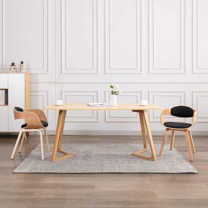 vidaXL Eetkamerstoelen 2 st gebogen hout en kunstleer