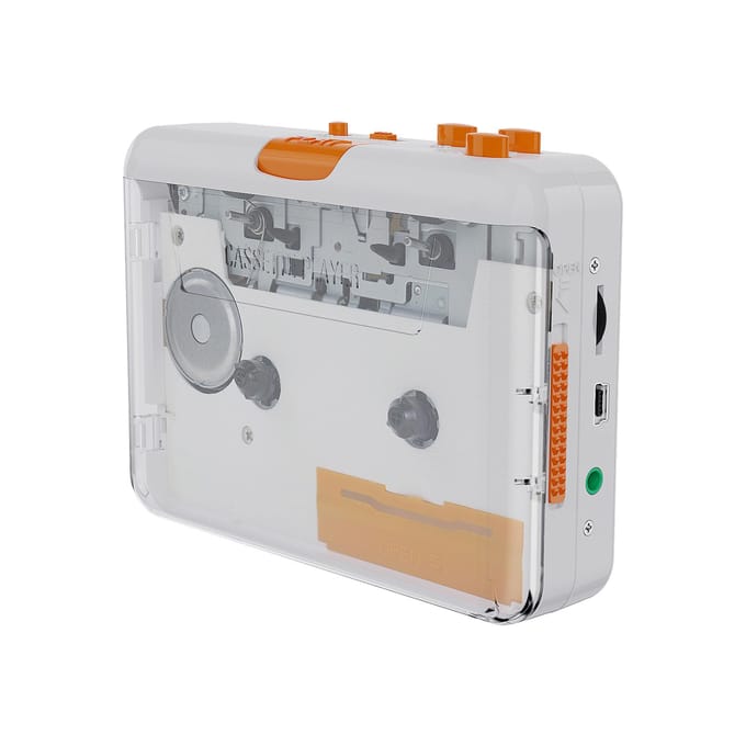 218SP cassetteband-naar-mp3-converterrecorder via pc-cassettespeler met oortelefoon wit