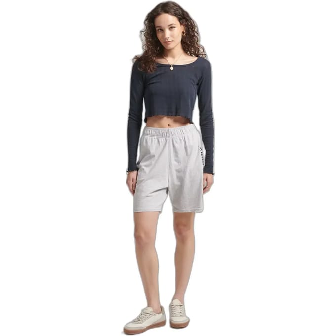 Superdry Code Sl Applique Boy Korte Broek Grijs XS Vrouw