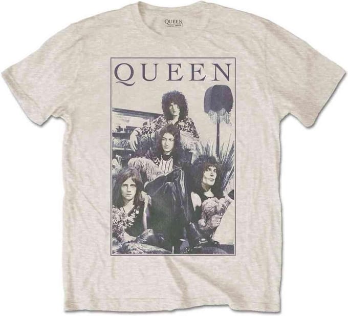 Queen - Vintage Frame Heren Tshirt - S - Creme