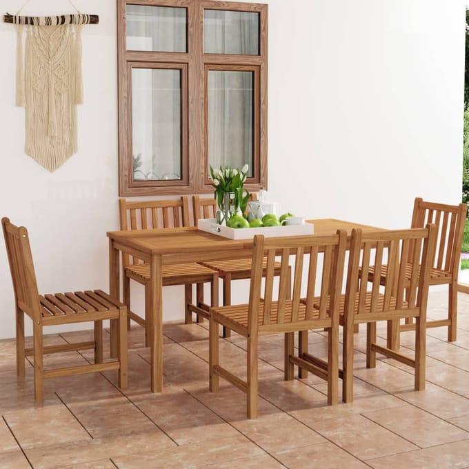 vidaXL - 7-delige - tuinset - 160x80 - cm - massief - teakhout