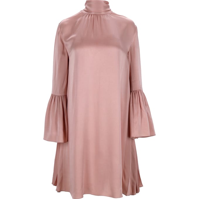 Fendi mini-jurk met col en ruchesmouwen in roze viscose