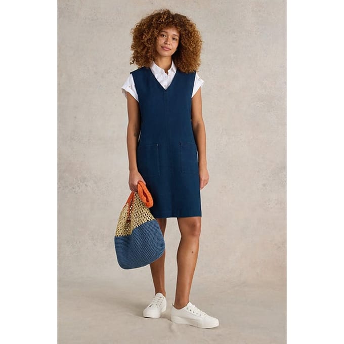 White Stuff Maple Denim Jersey Pinny Mid Denim Taglia: 14 | Abiti Mini Outlet | Donna | Blu
