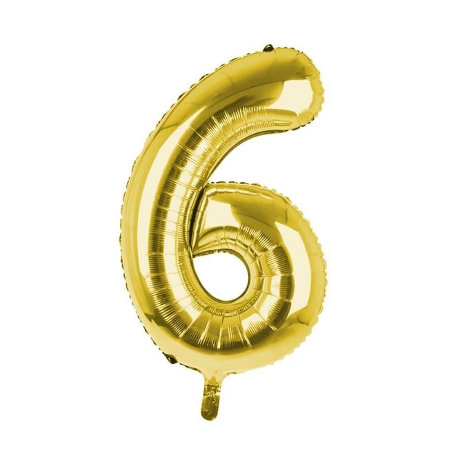 Cijfer Ballon '6'  Goud (100CM)
