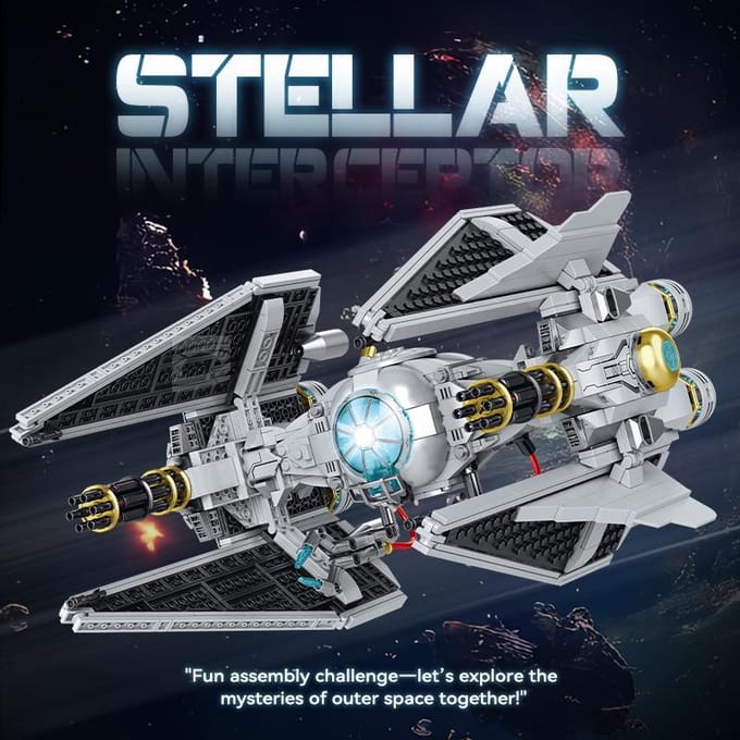 Ruimteschip MOC TIE Interceptors Bouwstenen Gewijzigd van Keizerlijke Jagers Model DIY Assemblage Bakstenen Speelgoed Cadeau gray