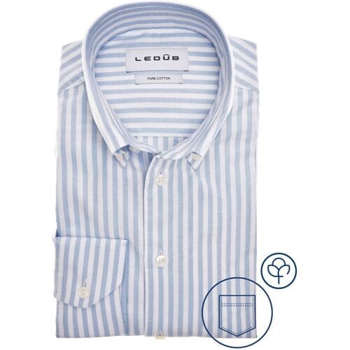 Ledûb Overhemd Oxford Stripe Midden Blauw / male