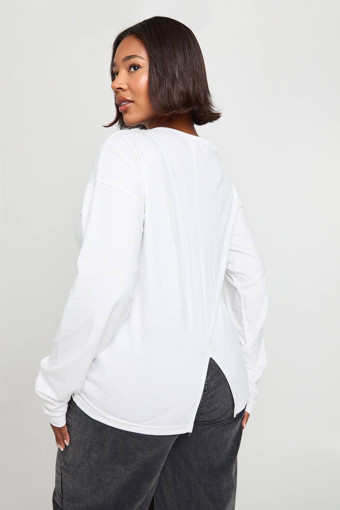 boohoo Dames Plus Off-Shoulder Geraffelde Gespleten Zoom Top | Wit | Maat: 48