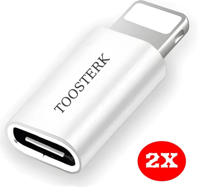USB Type-C Bliksem Vrouwelijke Oplaadkabel Adapter Geschikt Voor iPhone Verlichting naar Type-C Splitter Converter - Wit | 2 Stuks