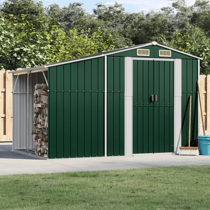 vidaXL - Tuinschuur - 277x192,5x179 - cm - gegalvaniseerd - staal - groen