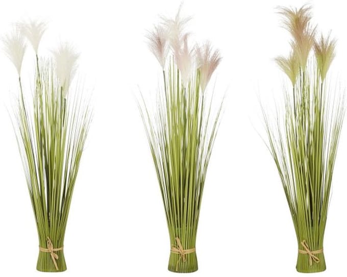 Mica Decorations Gras Bundel - 70 x 10 cm - Roze - Lichtbruin - Wit - 3 stuks
