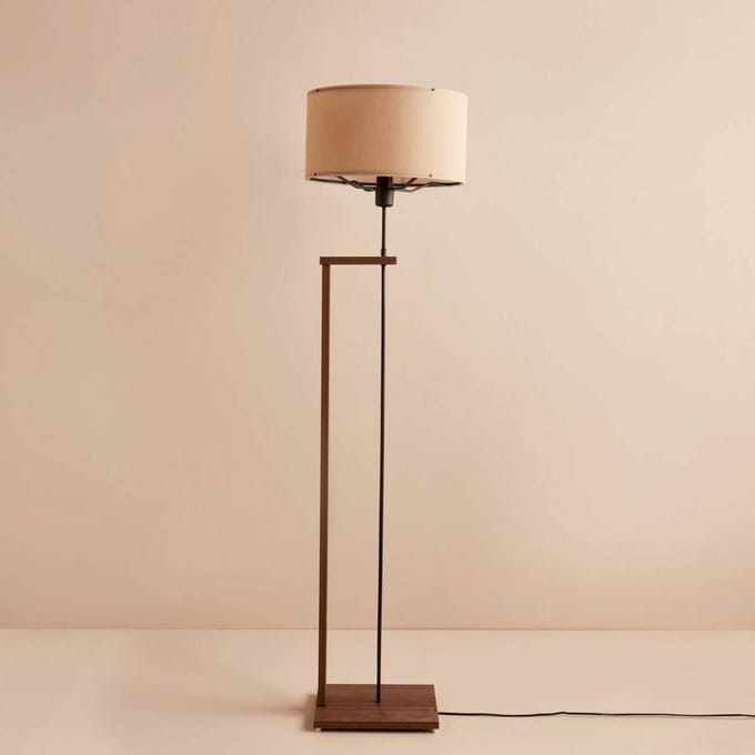 Asir - Vloerlamp - Beige en Bruin - 38 x 38 x 20 cm