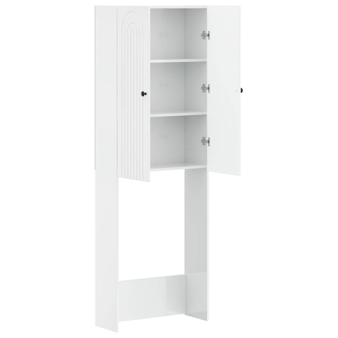 vidaXL - Toiletkast - ALKMAAR - Hoogglans - Wit - 66 - x - 25,5 - x - 190 - cm
