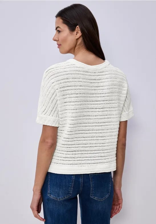 Shirt met ronde hals en structuur