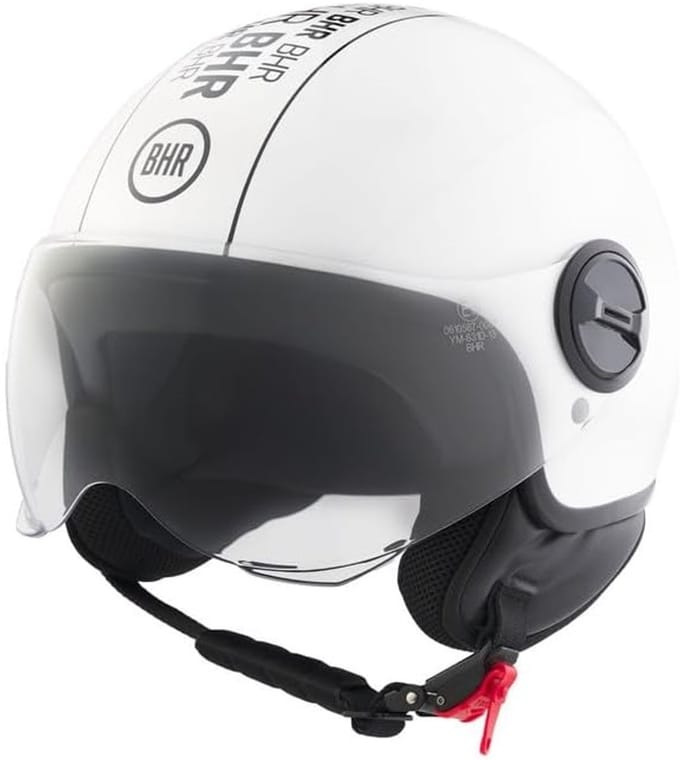 BHR 835 - Vespa helm - wit stripe - maat M - snorfietshelm - scooterhelm wit