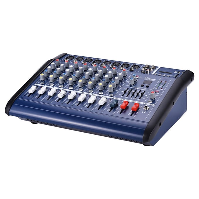8 Kanalen Versterkte Mixer Versterker Digitale Audio Mengpaneel Versterker met 48V Fantoomvoeding USB/ SD EU Plug