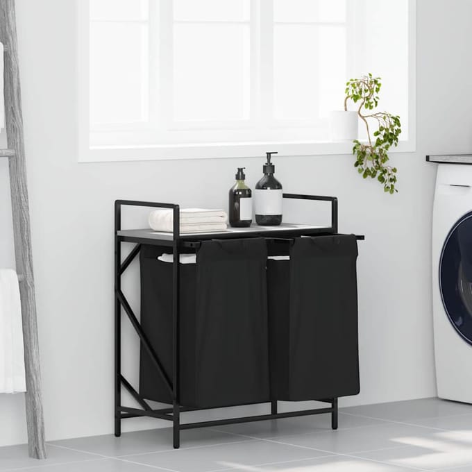vidaXL - Wasmand - 2 - vakken - met - plank - grijs - sonoma - eiken