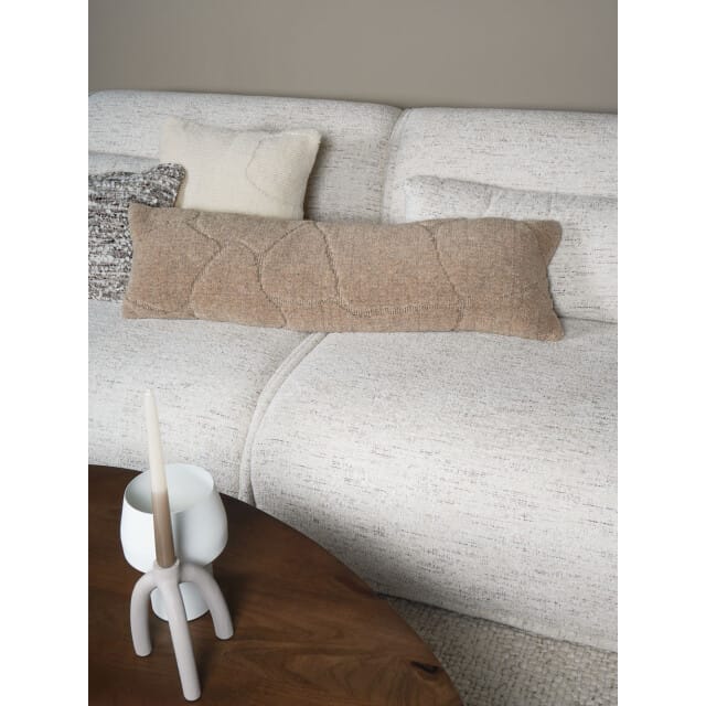 Kussen Navi Brown 30 x 100 cm - Luxe Langwerpig Wollen Sierkussen met Organisch Patroon