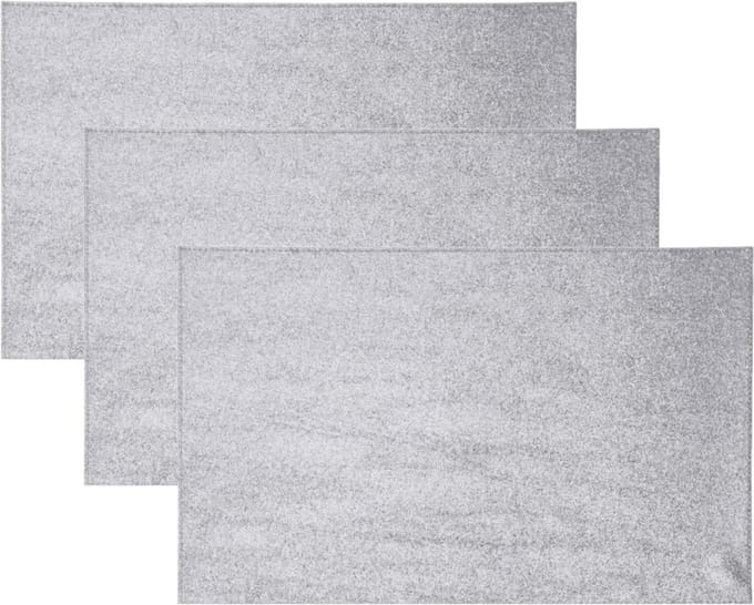Glitter tafel Placemat rechthoekig - 6x - zilver - 44 x 29 cm - herbruikbaar - diner - kerstdiner