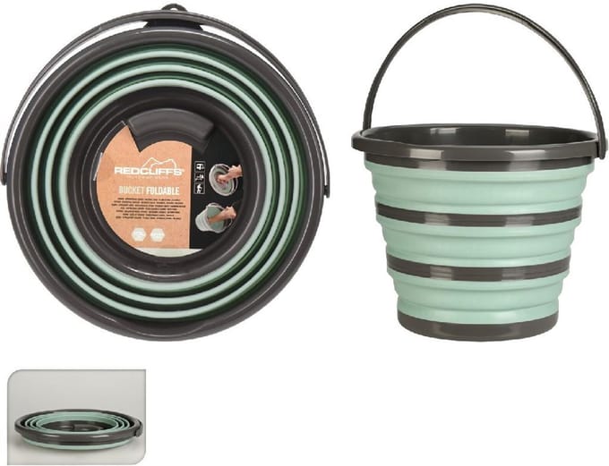 Redcliffs Opvouwbare emmer - groen/grijs - 10 liter - Camping emmer - kunststof