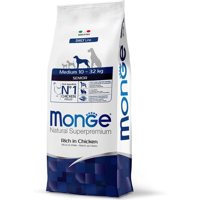 2x12kg Kip Medium Senior Monge Natural Superpremium droge honden