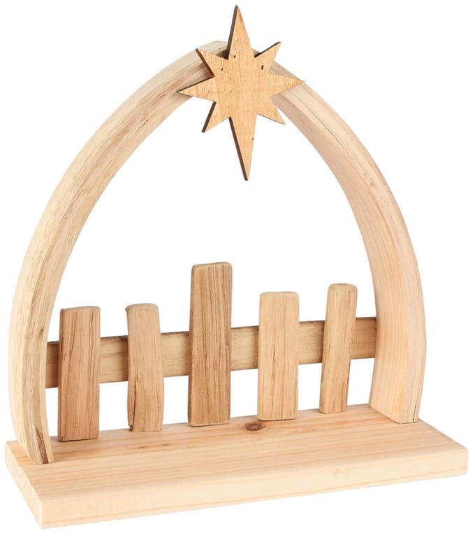 Dekoratief | Kerststal m/ster, naturel, hout, 25x10x27cm | A255609