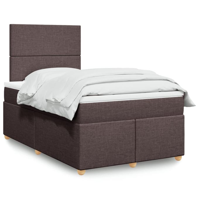vidaXL - Boxspring - met - matras - stof - donkerbruin - 120x200 - cm
