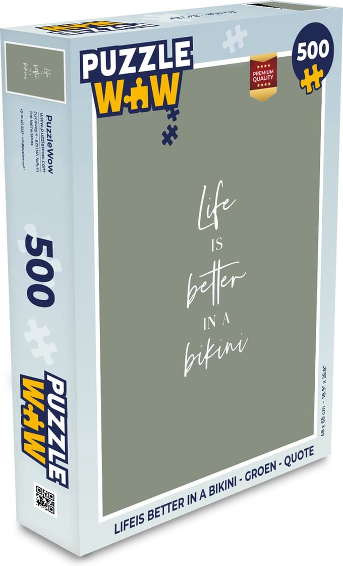 Puzzel Life is better in a bikini - Groen - Quote - Legpuzzel - Puzzel 500 stukjes