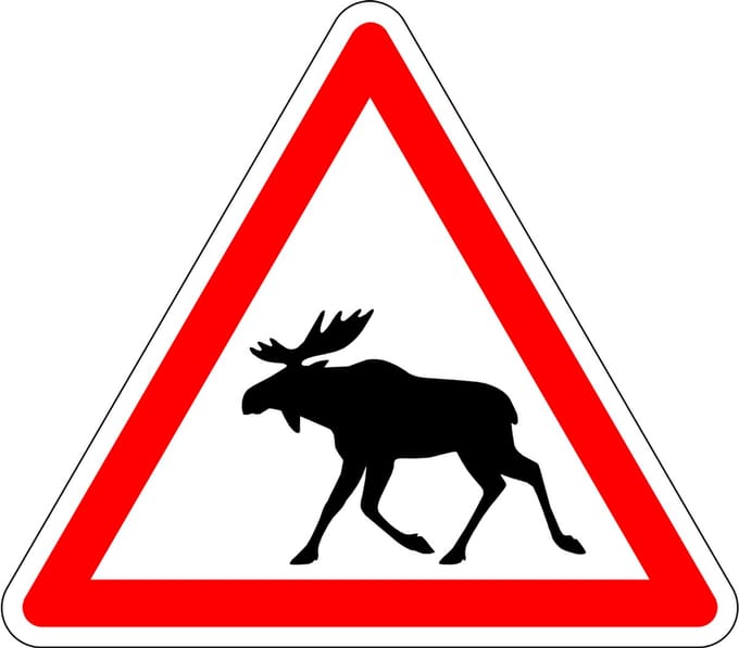 Pas op voor elanden bord, kunststof 100 mm