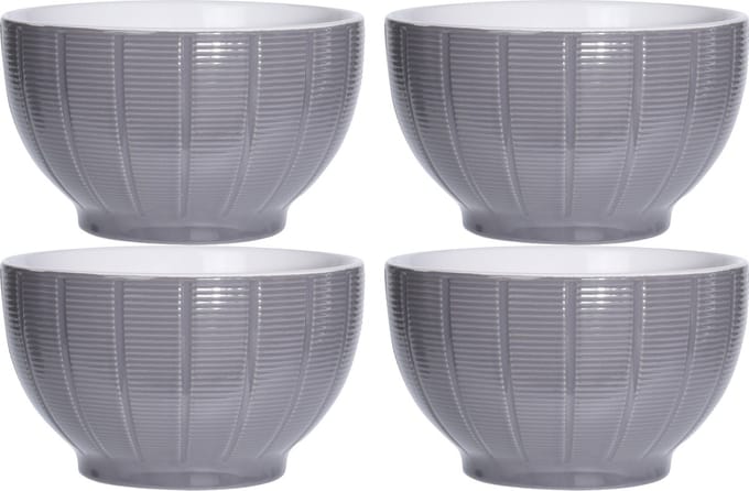 Excellent Houseware Soepkommen/serveer schaaltjes - 4x - Venice- keramiek - D14 x H8 cm - steengrijs