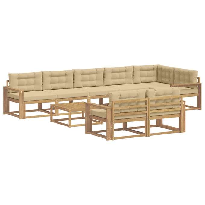 vidaXL - Buiten - bank - set - 9 - st - Wit - en - Beige - Polyester