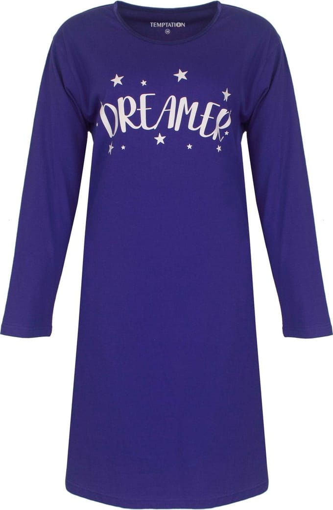 Temptation Dames Nachthemd - Bigshirt - Lila - Maat M