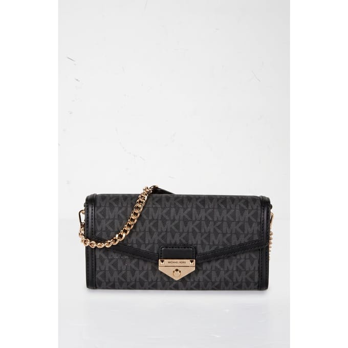 Michael Kors Large Wallet On A Chain Crossbody Black Maat: OS | Clutches Outlet | Dames | Zwart