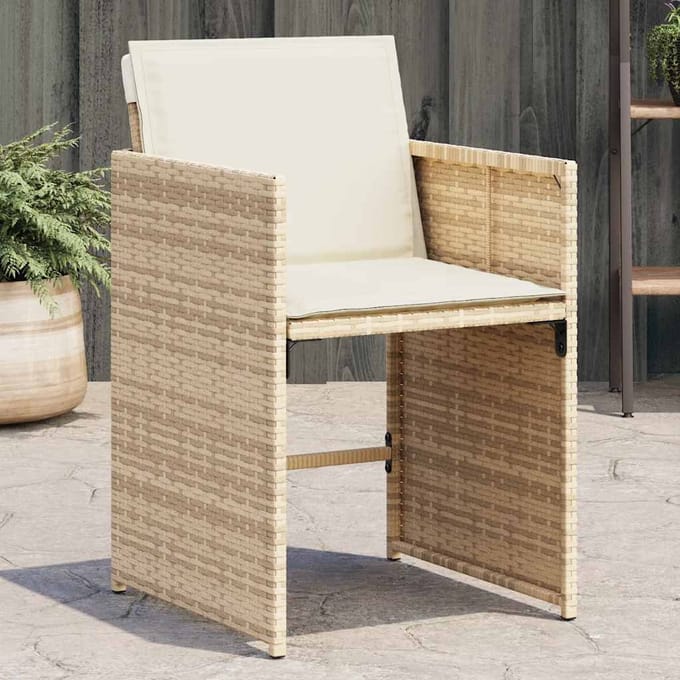 vidaXL Tuinstoelen 4 st met kussens poly rattan beige
