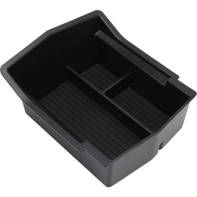 Middenconsole Organizer Bak 2 Verwijderbare Rubberen Matten Antislip Armsteun Opbergdoos Bak voor black
