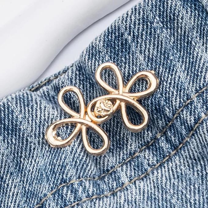 Klaver Taille Knoop Sluiting Verstelbare Metalen Jeans Knopen - Aanspanners voor Losse Denim, Direct Zonder Naaien voor Denim Broeken grijs