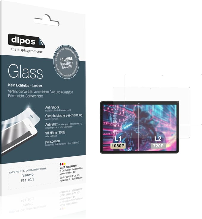 dipos – 2x Matte Pantserfolie geschikt voor fezawio F11 10.1 | 9H Screenprotector