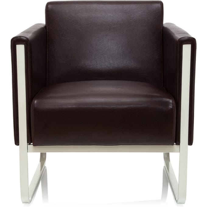 Lounge stoel ARUBA-frame lichtgrijs kunstleder 1-zits bruin hjh OFFICE