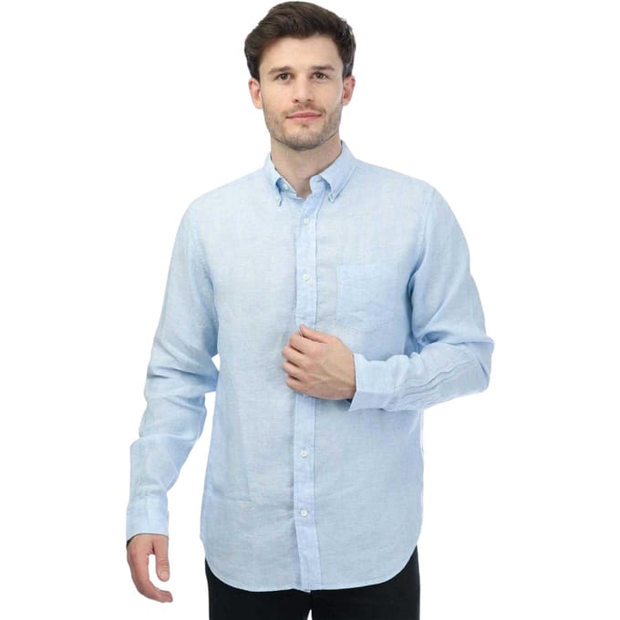 Gant Heren Linnen Normaal Overhemd (Blauw)