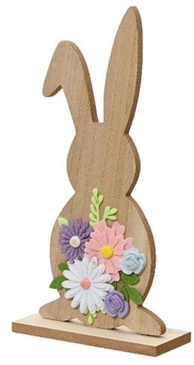 Decoris Paas Beeld Konijn met vilt bloemen