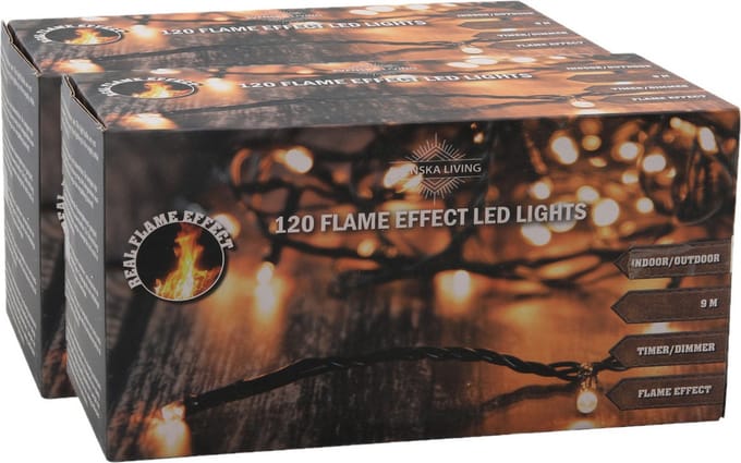 2x svenska living kerstverlichting - 120 lampjes - warm-wit - met vlam - 900 cm