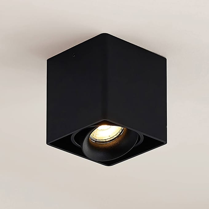 Arcchio - plafondlamp - 1licht - Aluminium - H: 9.4 cm - GU10 - zwart
