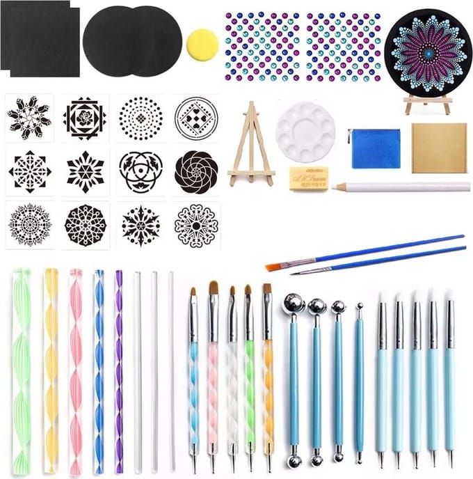 Dotting Tools Mandala set - inclusief Sjabloon - 43 onderdelen