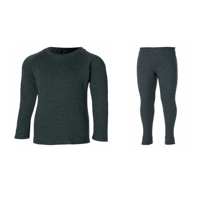 Heatkeeper - Thermo broek/shirt kinderen - Set - Maat 128/134 - Antraciet - 2 x broek/shirt
