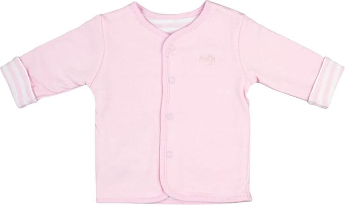 Feetje reversible vest uni roze - roze streep met wit maat 74
