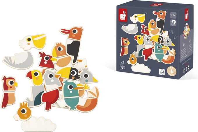 JANOD magneten mix match vogels 2 jr+ / 24 stks