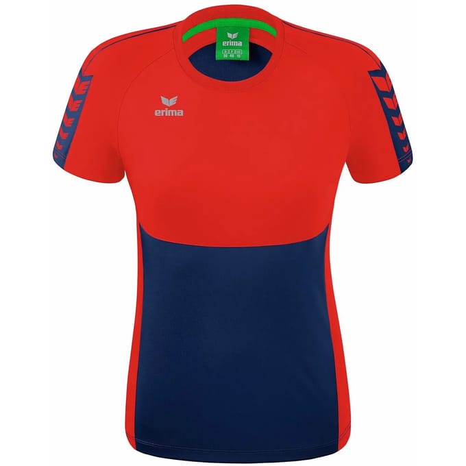 Erima Six Wings T-Shirt Dames - Rood / New Navy | Maat: 36