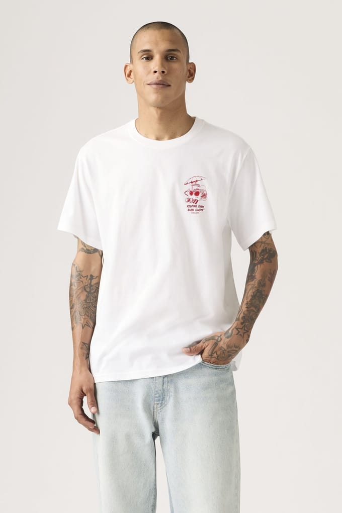 Levi's Ss Relaxed Fit Tee Ls Fresh White Plus Größe: S | Bedruckte T-Shirts Outlet | Herren | Weiß