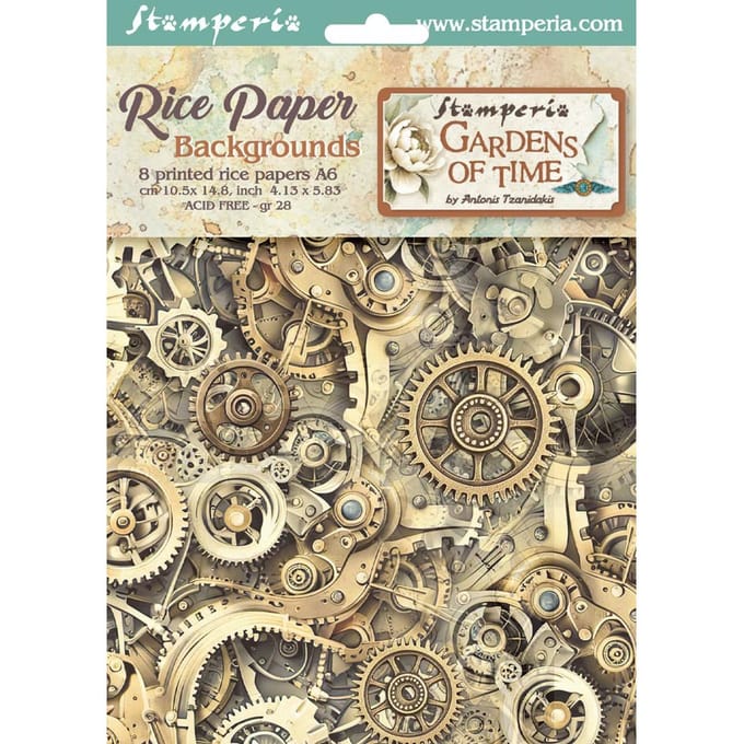 Achtergronden "Gardens of Time" motief strozijde, set van 8