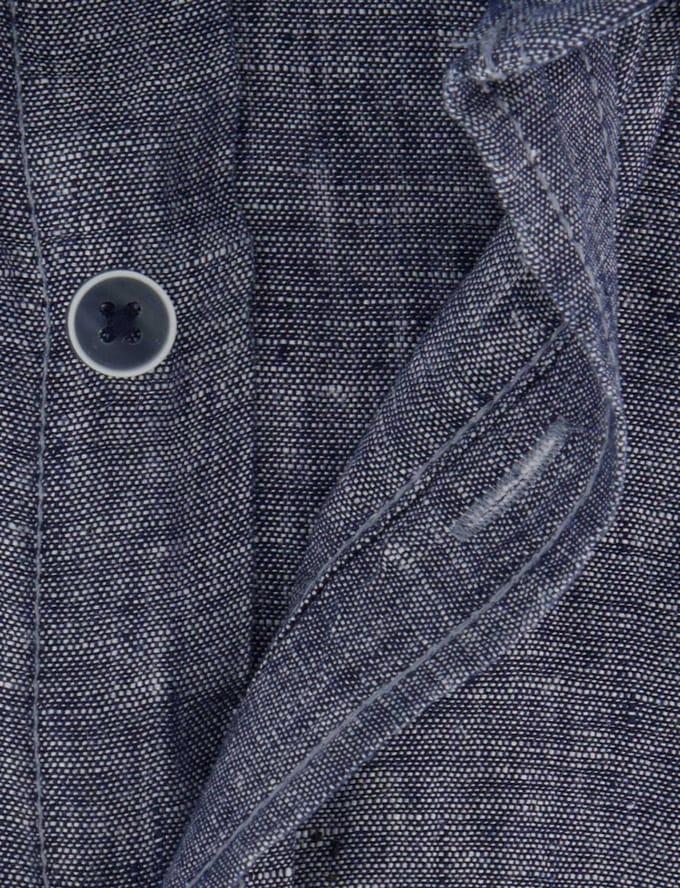 Overhemd Casa Moda donkerblauw wijde fit gemeleerd korte mouw